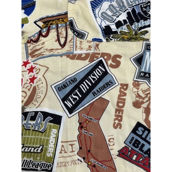 Raiders Oakland Shirt Men's Size Medium Vintage Hawaiian Style Button Up‎ EUC - Picture 2 of 7